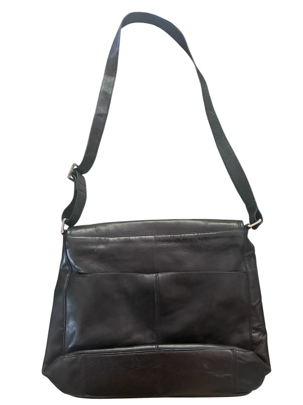 FRYE AND CO. Black Leather Messenger Bag with Adjustable Strap